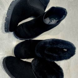 Girls Size 4 Black Boots Shoes 2 Pairs Excellent Condition 