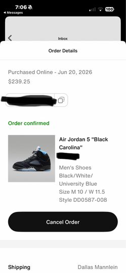 Air Jordan 5 ‘Black Carolina’ Men’s size 10