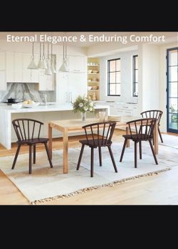 Walnut Solid Wood Talia Dining Chair Windsor Back Farmhouse Spindle Dining Chair Side Chair Set of 4