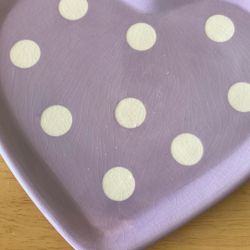 7” Purple Polka Dot Heart Shaped Plate