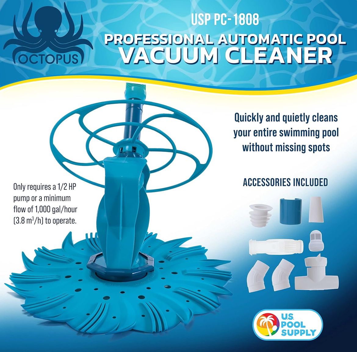 Professional Automatic Pool Vacuum Cleaner & Hose Set