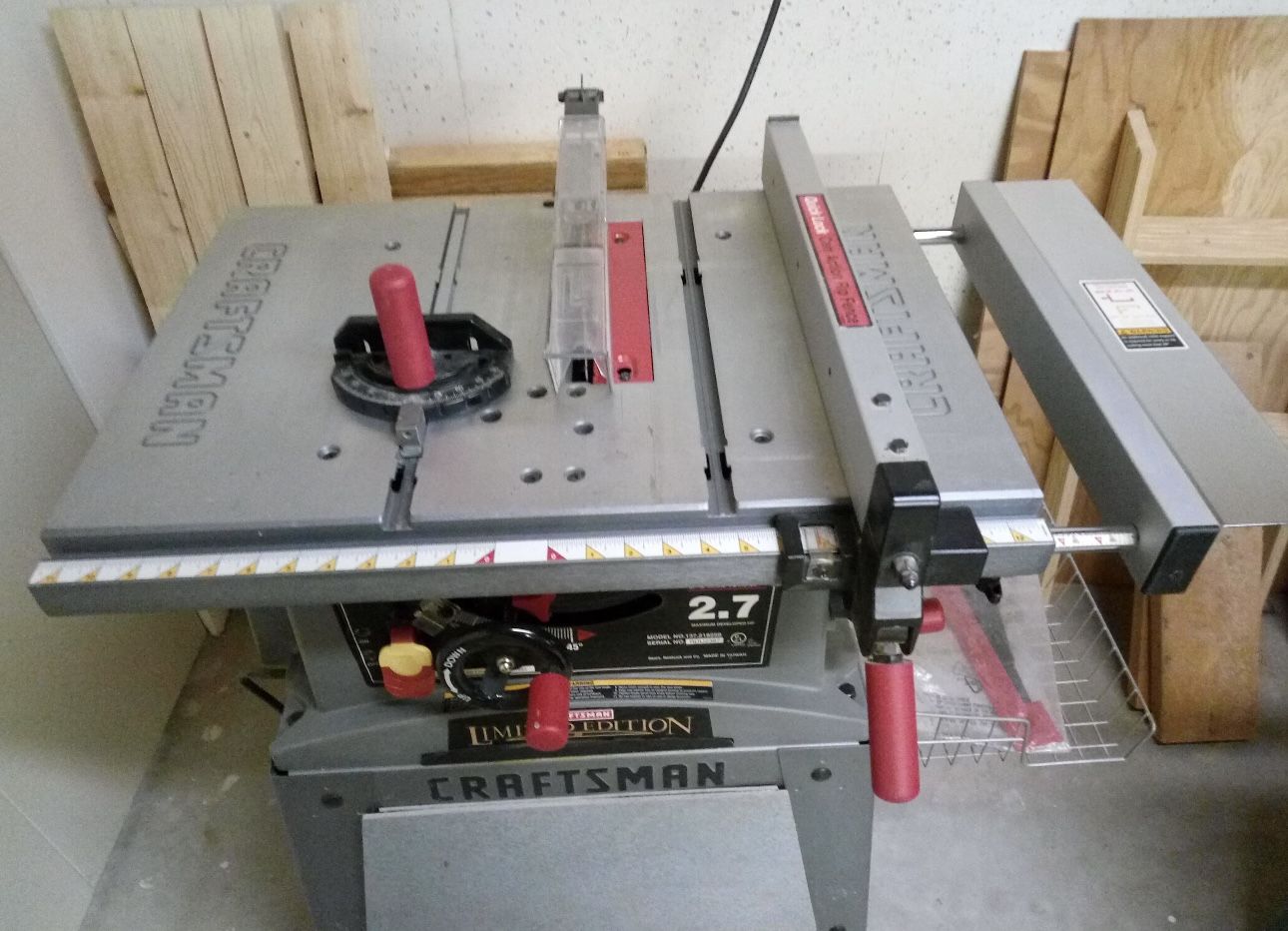 Craftsman Limited Edition 2.7hp 10-in Table Saw Model 137.218250