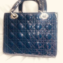 Designer Handbag Patented Leather Blue $190