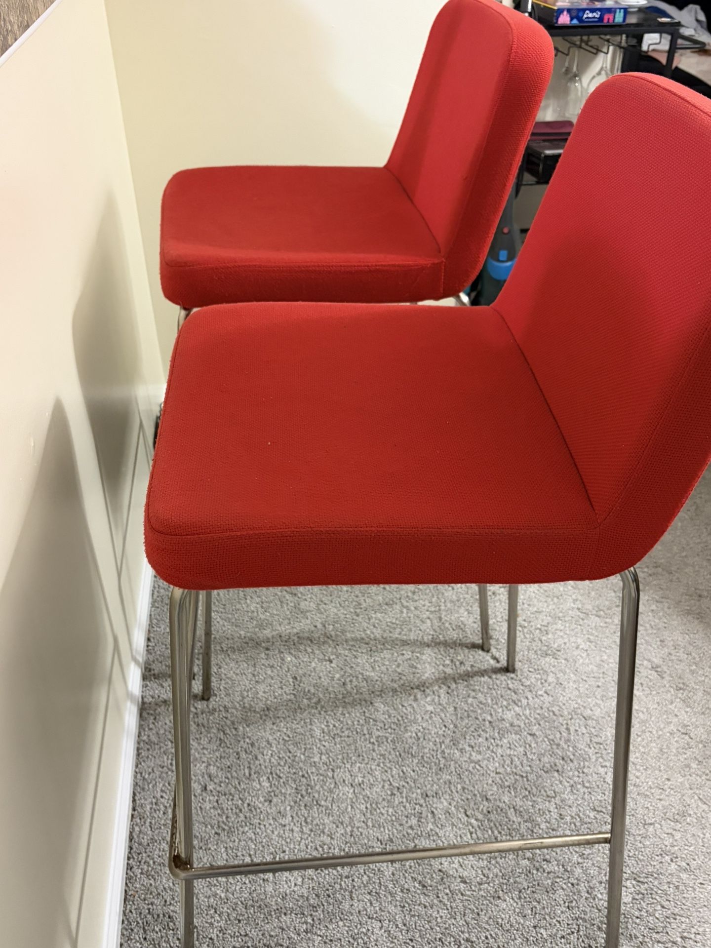 2 Bar Stools - High Chairs Red 
