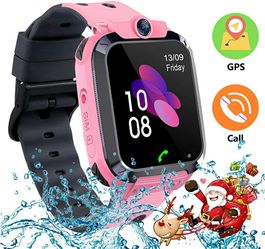 Themoemoe Kids Smartwatch Phone GPS Watch Waterproof SOS Camera Game Compatible