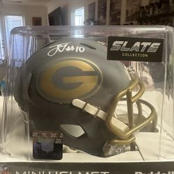 Jordan Love Signed Green Bay Packers Riddell Slate Speed Mini Helmet Beckett