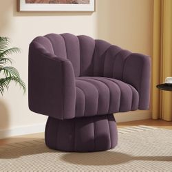 Swivel Accent Chair, 360° Swivel Barrel Chair with Armrest Velvet Upholstered Single Sofa Reading Chair for Living Room,Bedroom,Waiting Room(Purple)

