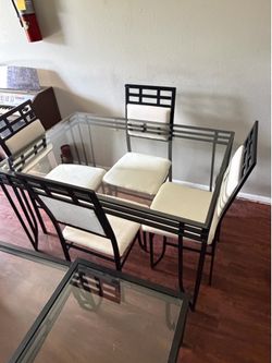 Dining room table with 4 chair / living room end tables and coffee table