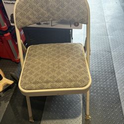 Beige Metal Folding Chairs 