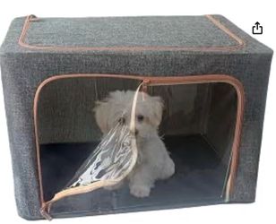 Puppy Incubator,108l Pet Dog Oxygen Box Foldable，Small Pet Nncubator with Nursing Kit and Pets Blanket，16.5x23.6x17in