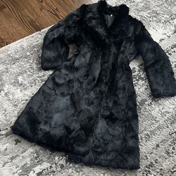Natural Black Fur Coat L Or Size 10