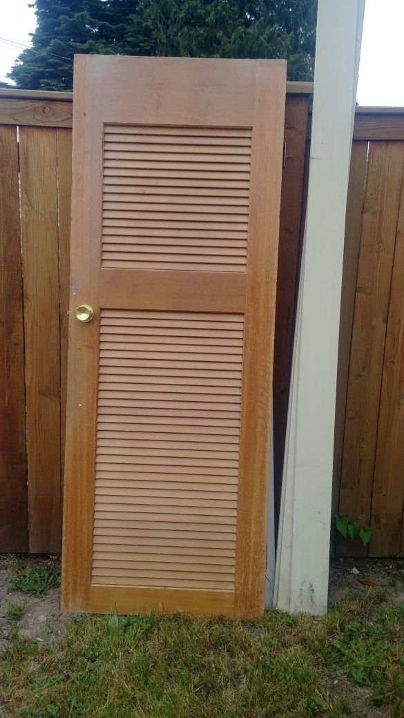 2 solid wood louvered interior doors 30" x 80" each for Sale in