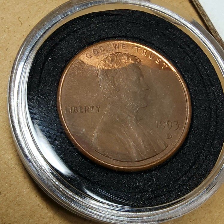 1993 D Lincoln Cent Partial Plating Planchet Obv/Rev