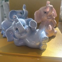 Vintage Ceramic Elephant Coin Banks – Set of 3 🐘