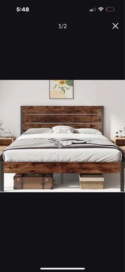 (Brand new in box) queen size wooden bed frame