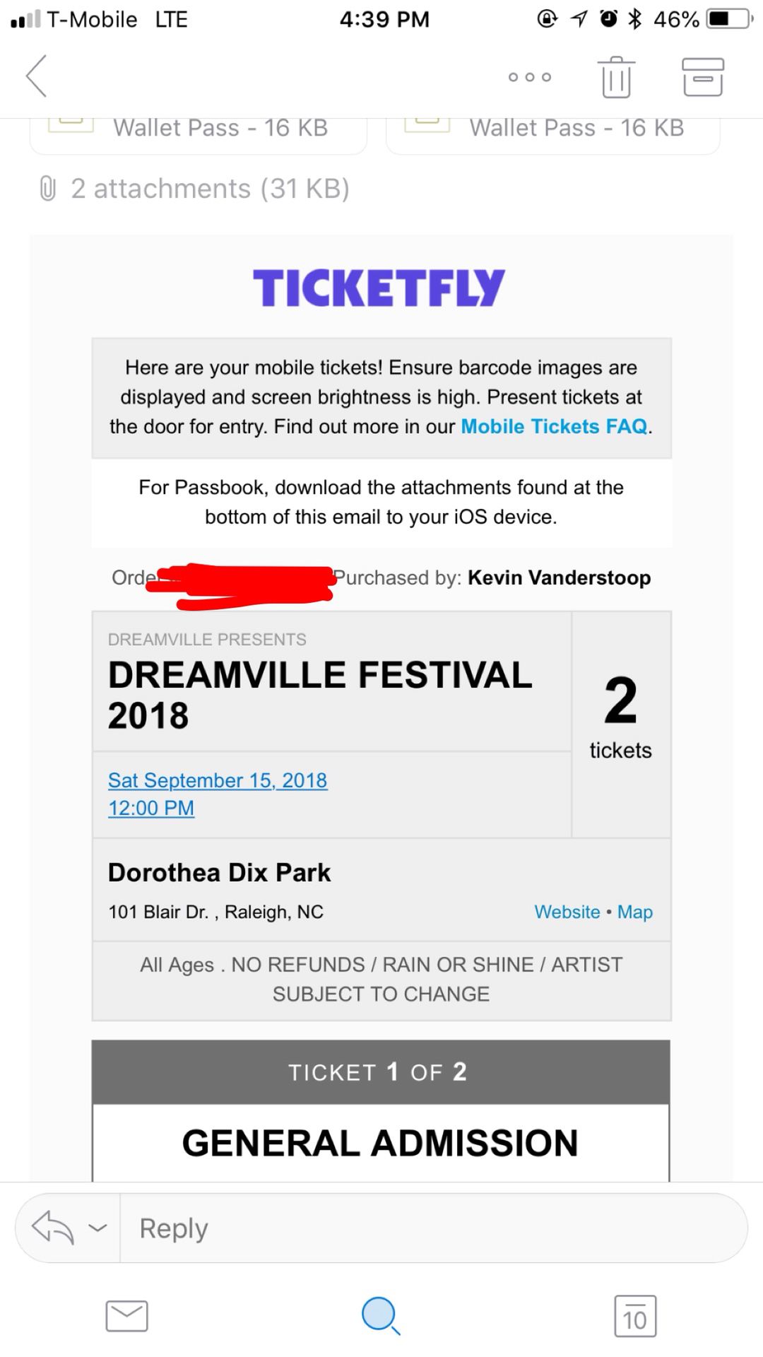 J COLE (KOD TOUR) DREAMVILLE FESTIVAL TICKETS SEPTEMBER 15 2018