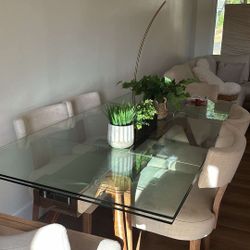 Luxury Glass And Extendable Dining Table 