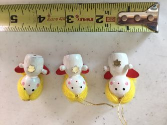 3 wooden angel ornaments