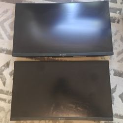 2- Crua 24" Curved Gaming HD Monitors With Dual Monitor Arm. 