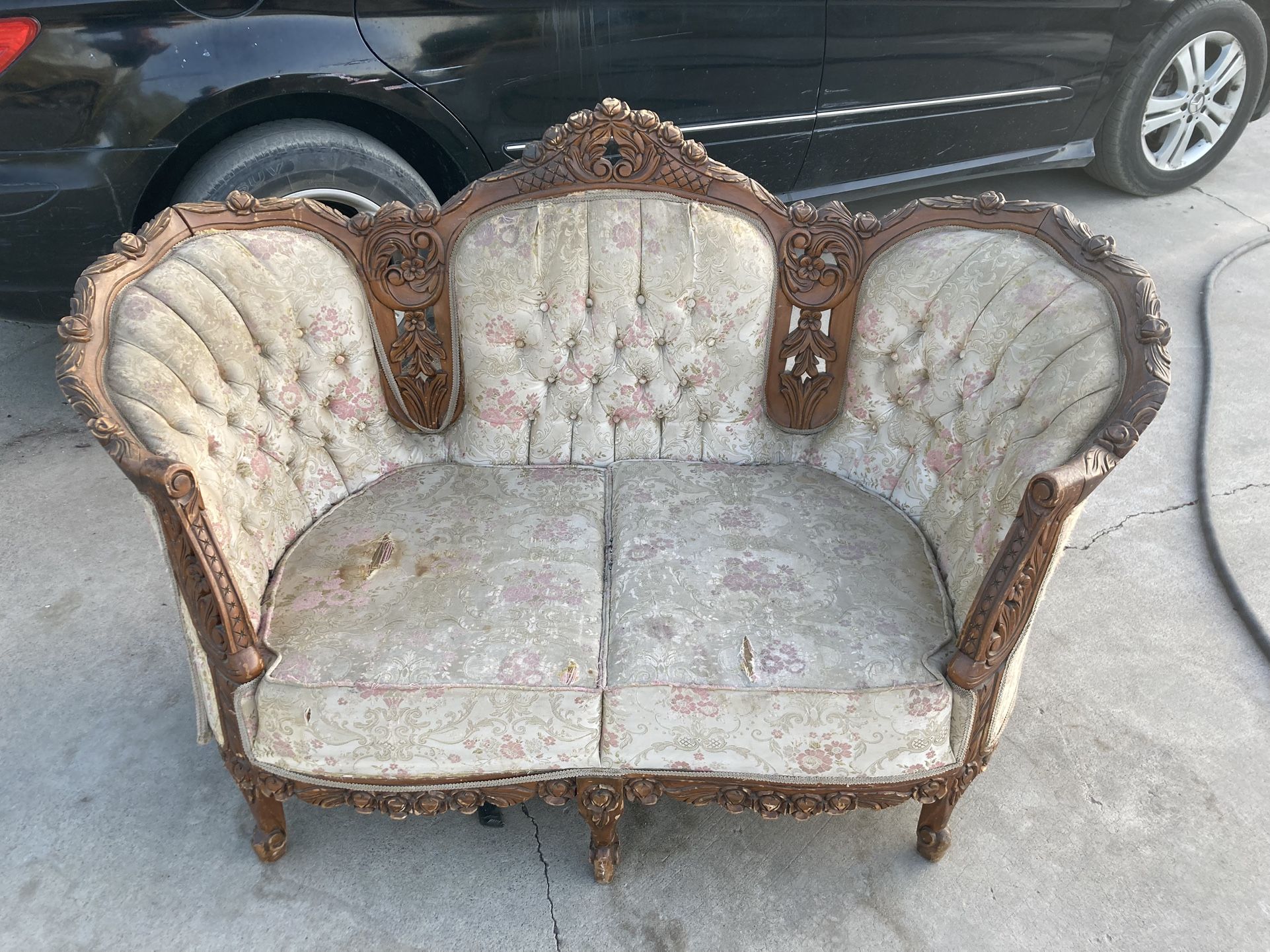 Beautiful Hand Carved Antique Love Seat