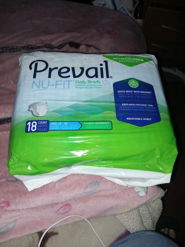 New Prevail Adult Briefs Size Large 18 Count