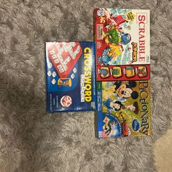 Pictionary, Crossword Upwards, Scramble Junior Board Games