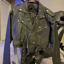 Vintage 90s Wilsons Black Cropped Moto Biker Genuine Leather Jacket  Sz Medium