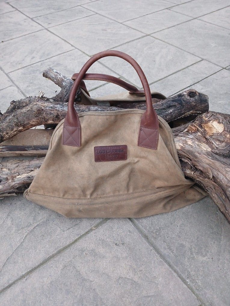 ll bean waxed canvas log carrier..