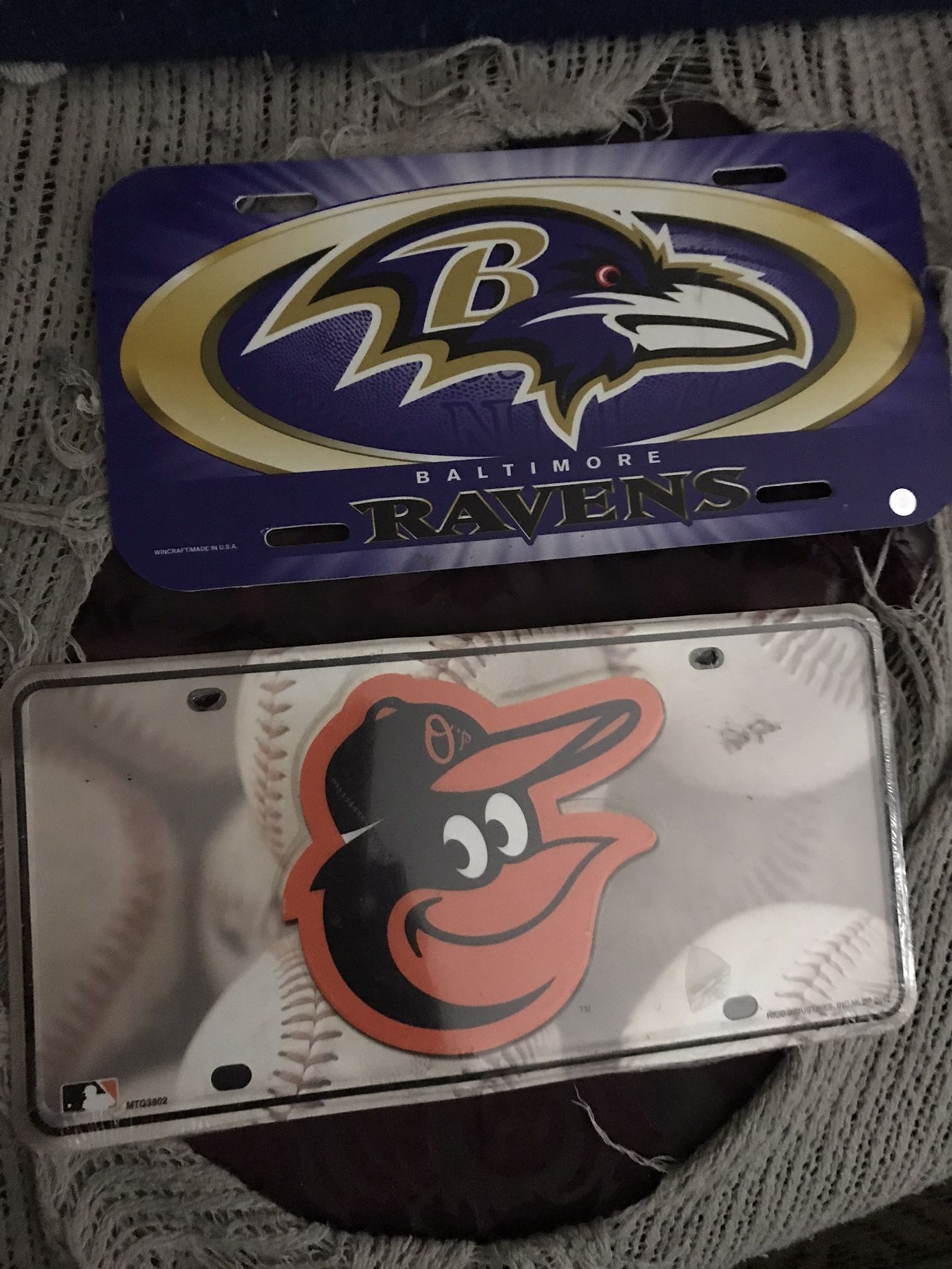 Brand New License Plate Tags Ravens And Baltimore Orioles Both From The $20