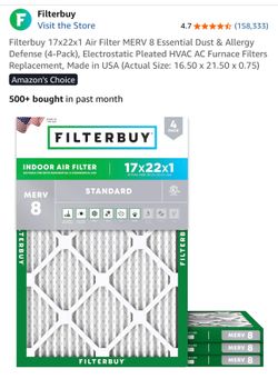 4pk Air filter 17x22x21