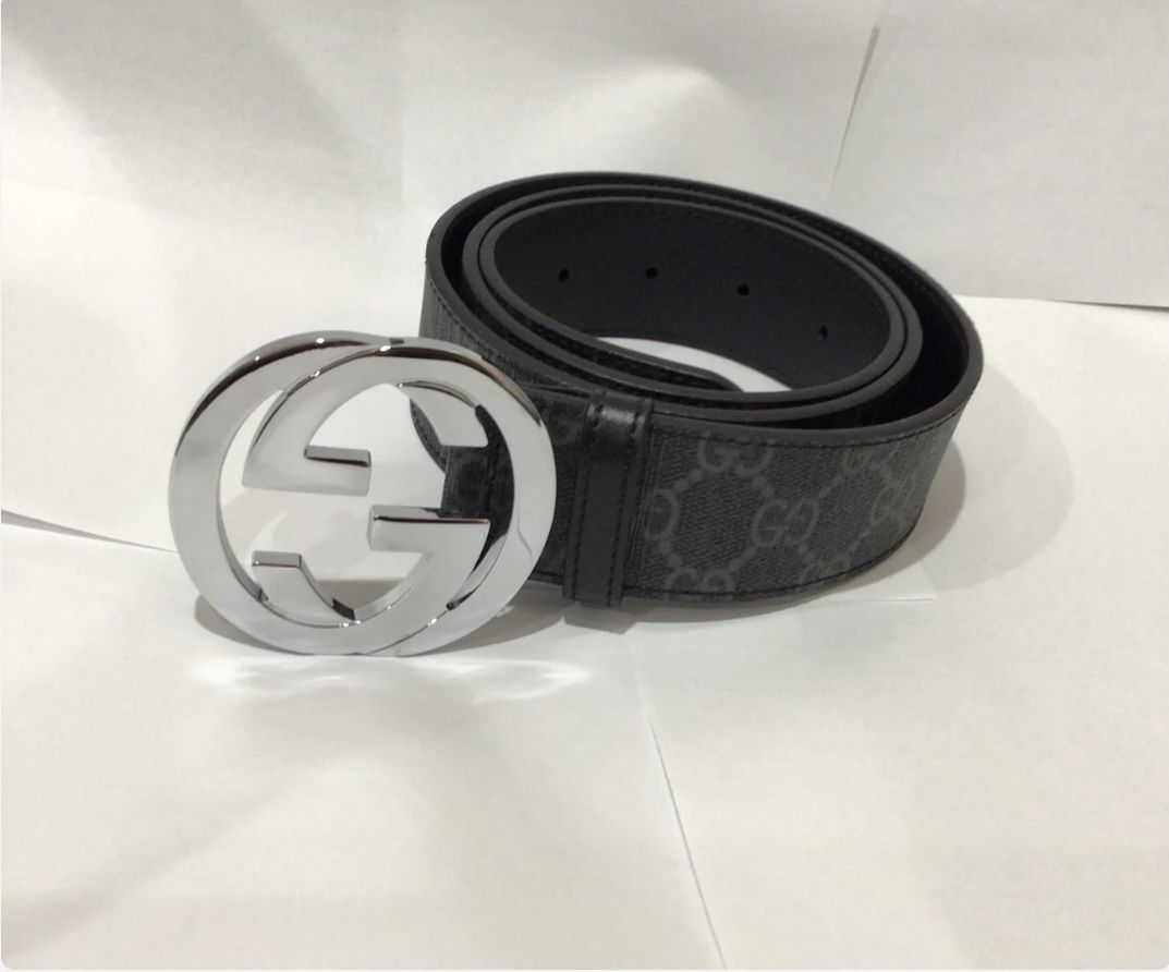 Gucci Belt GG Imprime Interlocking G Black Buckle 1.5 W Black in