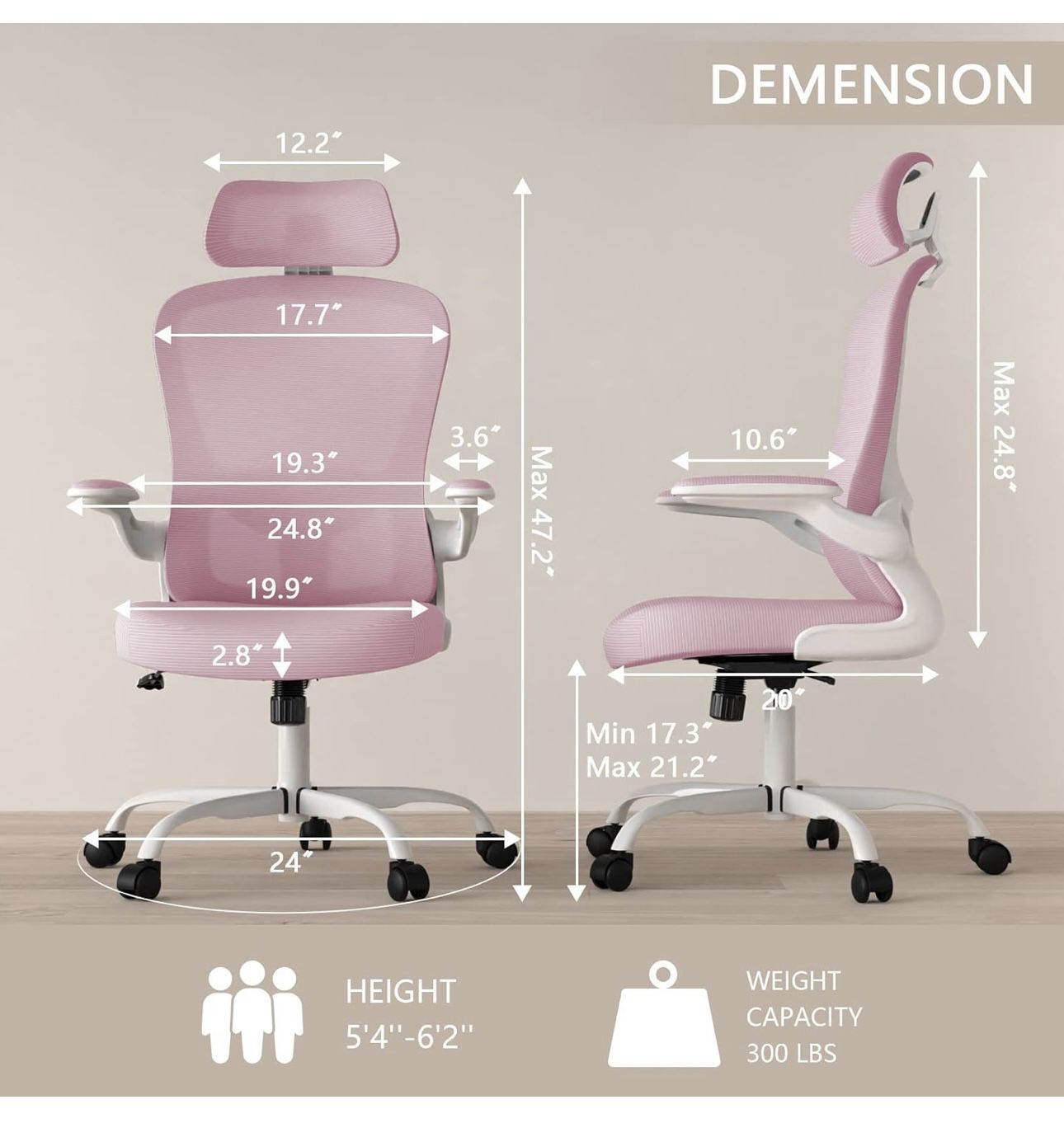 Was 190$ Office Chair, High Back Ergonomic Desk Chair, Breathable Mesh Desk Chair with Adjustable Lumbar Support and Headrest, Swivel with flip-up A