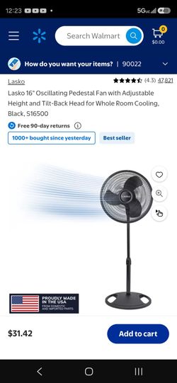 Lasko 16" Oscillating Pedestal Fan