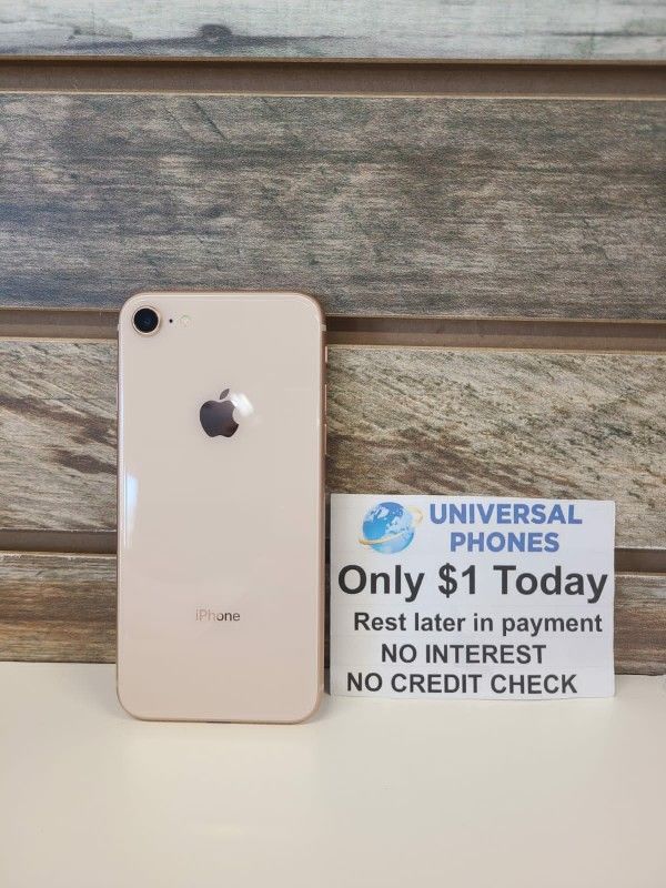 Apple IPhone 8 64gb Unlocked  PAYMENTS AVAILABLE WITH NO CREDIT NEEDED  HASSLE FREE EXPERIENCE  GET IT TODAY  $1,DOWN 