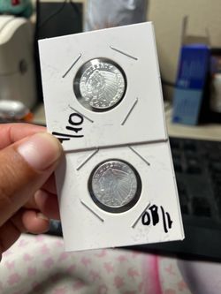 Indian Head Silver Coins in Coin Holders – Lot of 2