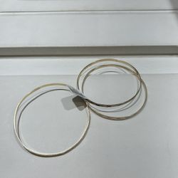 14K Two Tone Bracelets Set Of 3 (3 inches)