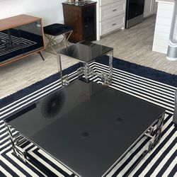  Black Tinted Coffee Table And End Table