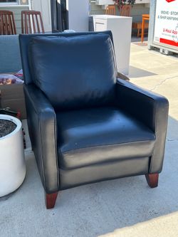 Black Leather Club Chair and Ottoman