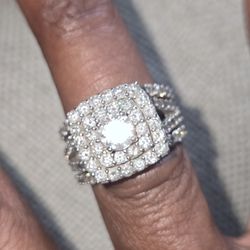 White Gld 3ct Engagement Ring Set Sz 7  For Woman 