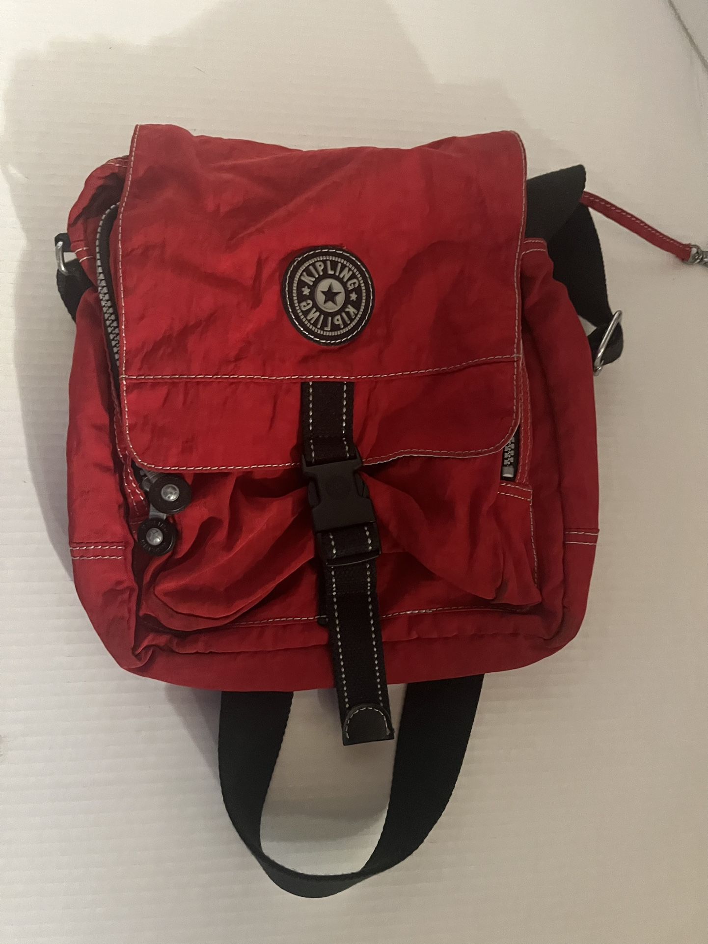 Kipling Vintage 90s Buckle Red Backpack 