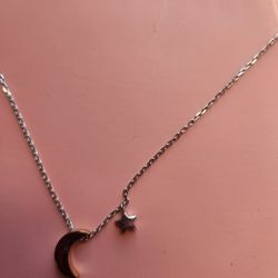 Fossil Moon Star Long Neclace 