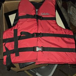 Cabelas Adult Universal Life Vests Swimming Jacket Red Color