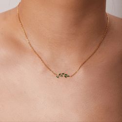 18k Gold Plated Stainless Branch Pendant Necklace