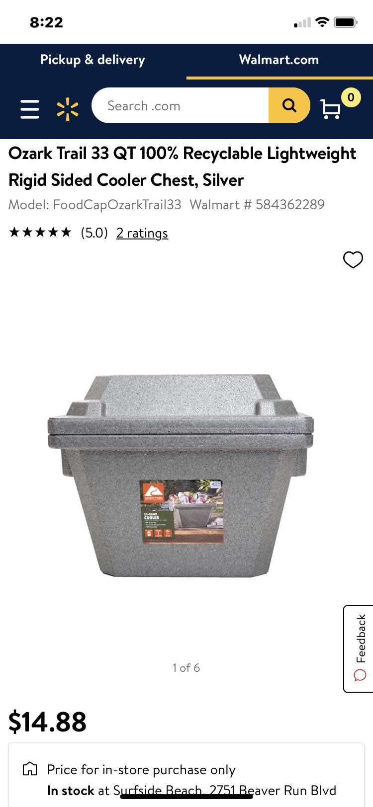 Foam 33 Quart Cooler Recyclable Lightweight Used One Time