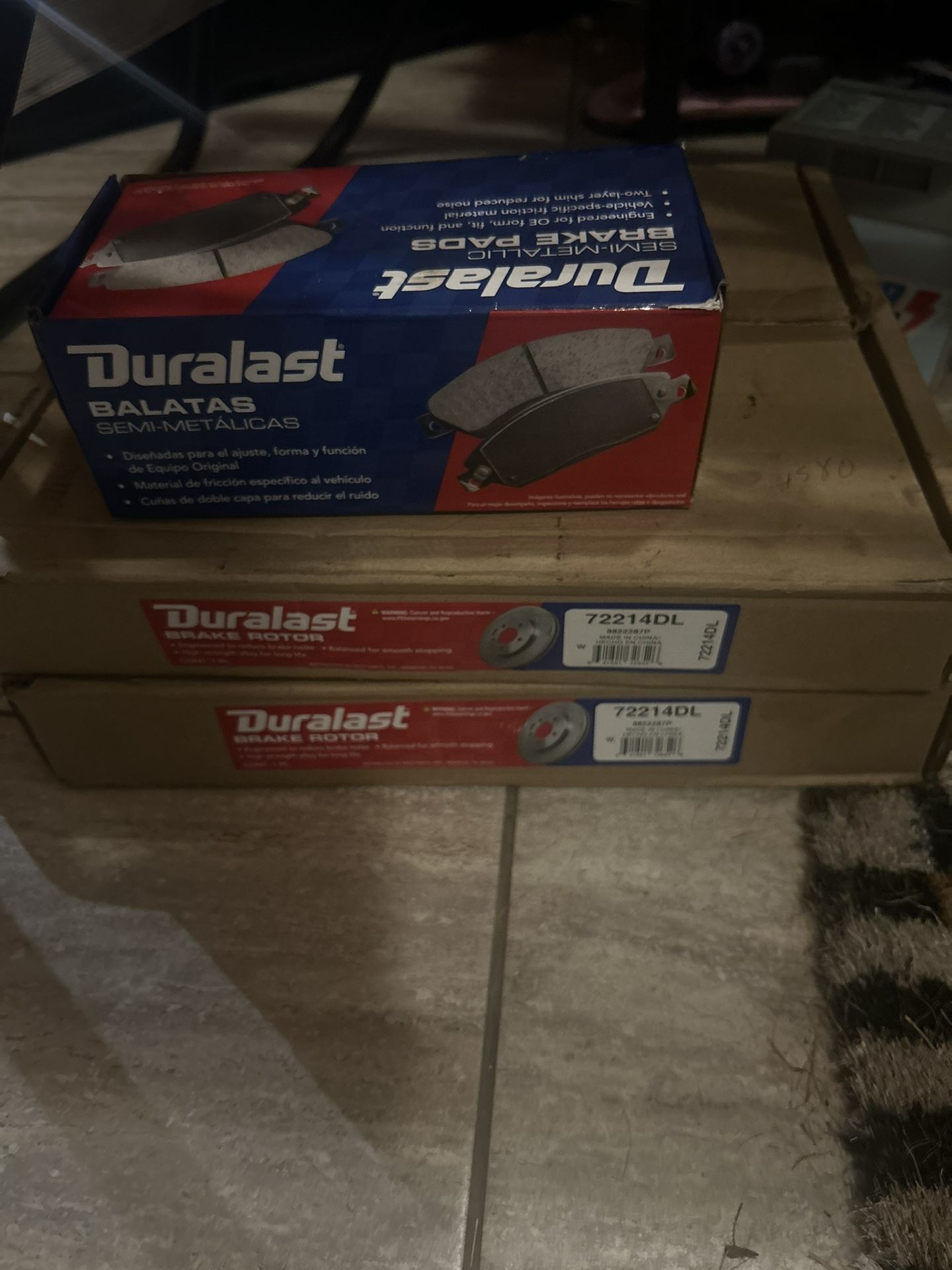 Duralast 2 Rotors and set of brake pads from Jeep Wrangler Unlimited
