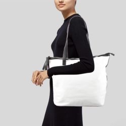 Walter Baker NWT Carly Bag White Canvas Tote Top Handle Bag Large 