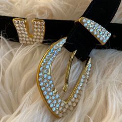 CACHE St. Maarten suede and crystal belt bling Valentine's Day date