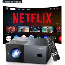 [Netflix Officially/1000 ANSI/Dolby Audio]Smart Projector with WiFi 6 and Bluetooth 5.3, 4K Outdoor Movie Projector, Electric Focus & AI Auto Keystone