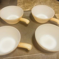  Vintage Fire King Soup Bowls With Handle 