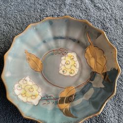 Vintage Japanese Porcelain Tea Cup Saucer Iridescent Floral Gold Gilt